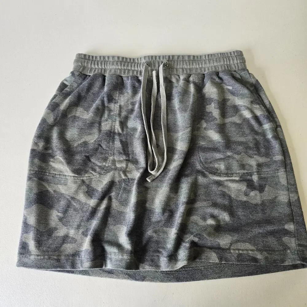 Jane & Delancey Skirt Women's L Green Camo Elastic Waist Drawstring Pockets